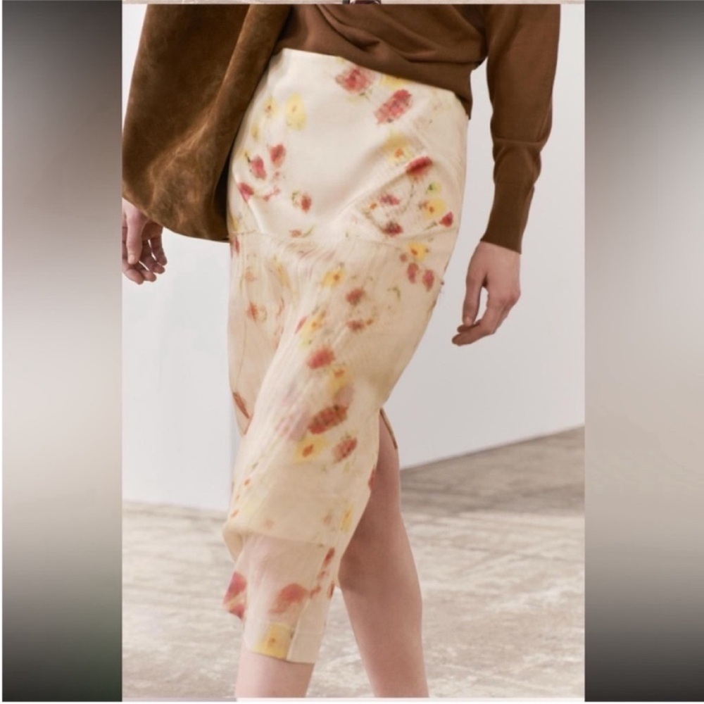 Zara, ZW collection sheer floral midi skirt